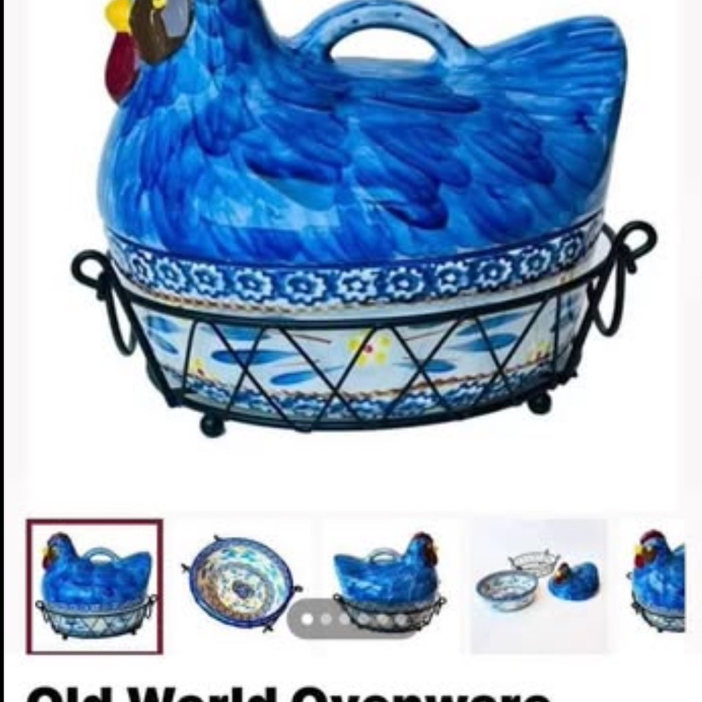 Temptations Blue Chicken Casserole Dish with Holder